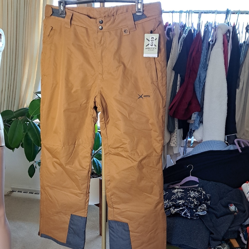 Arctix Mustard Snow Ski Pants with Gray Reinforced Cuffs Waist 20, Inseam 30